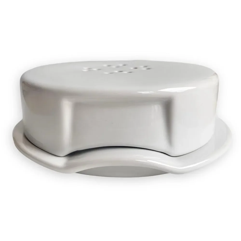 Crate&Barrel Cream White Stoneware  Brie Baking Appetizer Dish with Vented Lid